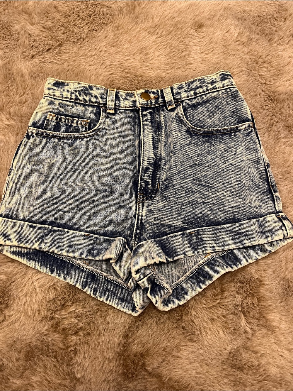 New American Apparel Acid Wash Denim Shorts